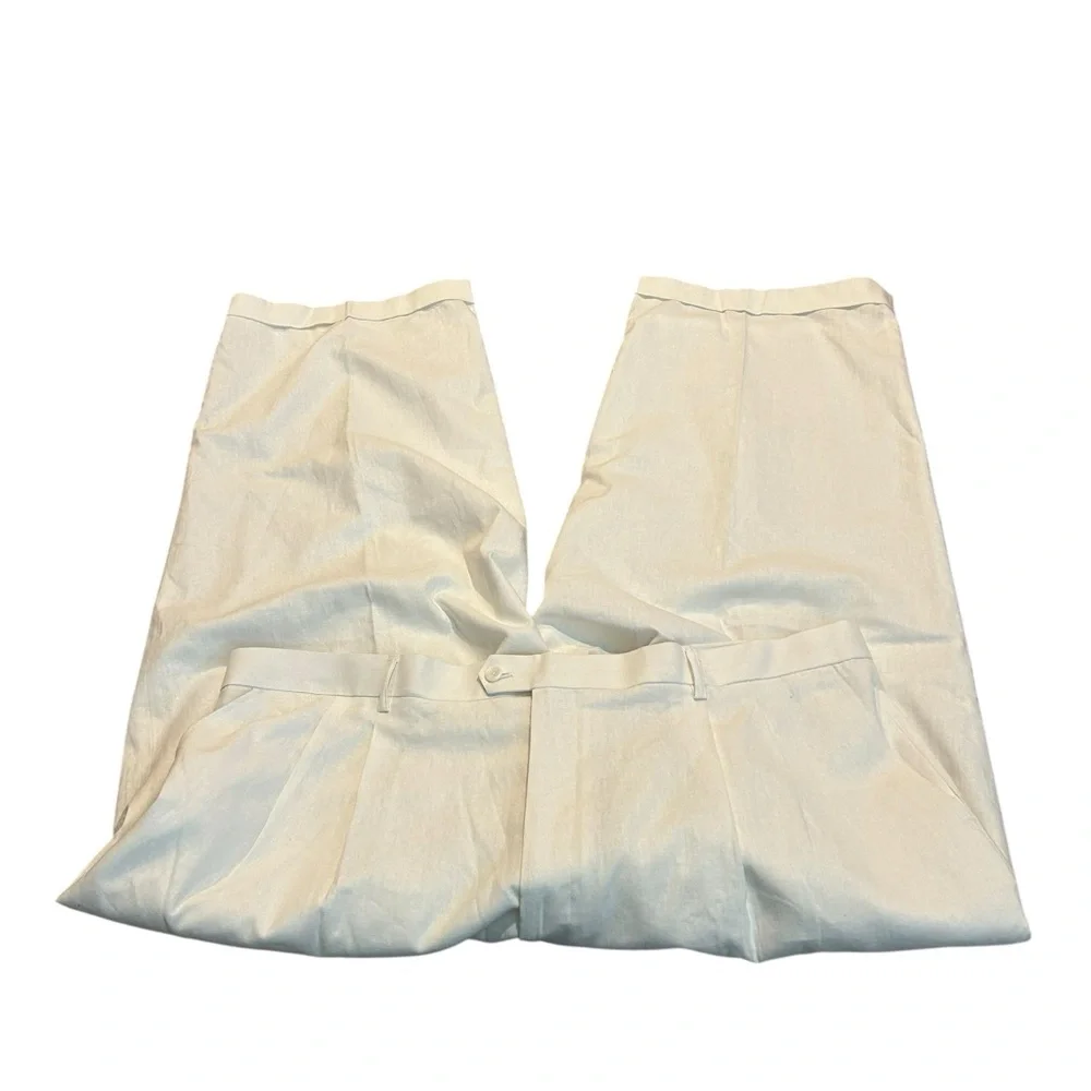 E. J. SAMUEL white linen blend pants